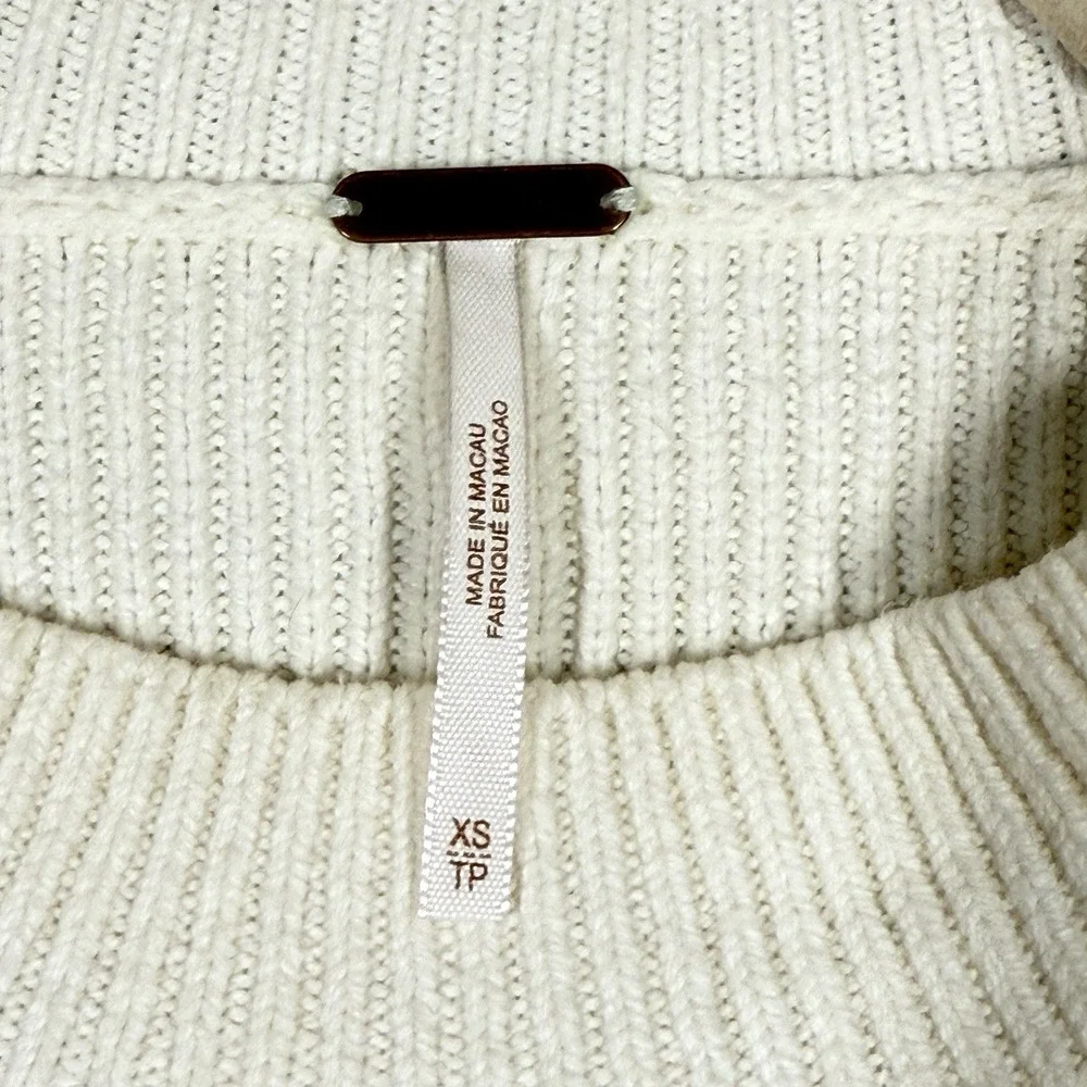 Free People Sweater Womens XS Easy Street Crop Pullover Slouchy Ribbed Cream‎